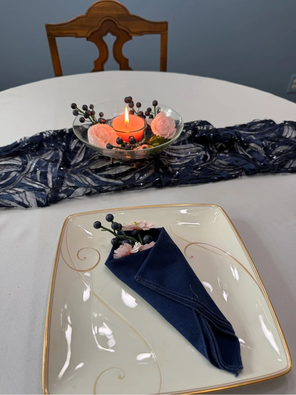 Elegant Crystal Centerpiece Bowl with Votive Candle and Stand